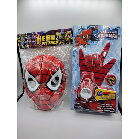 Spider-Man Light Up Mask & Gloves Blaster Set Halloween/Dress Up Shooter Marvel - Picture 1 of 7